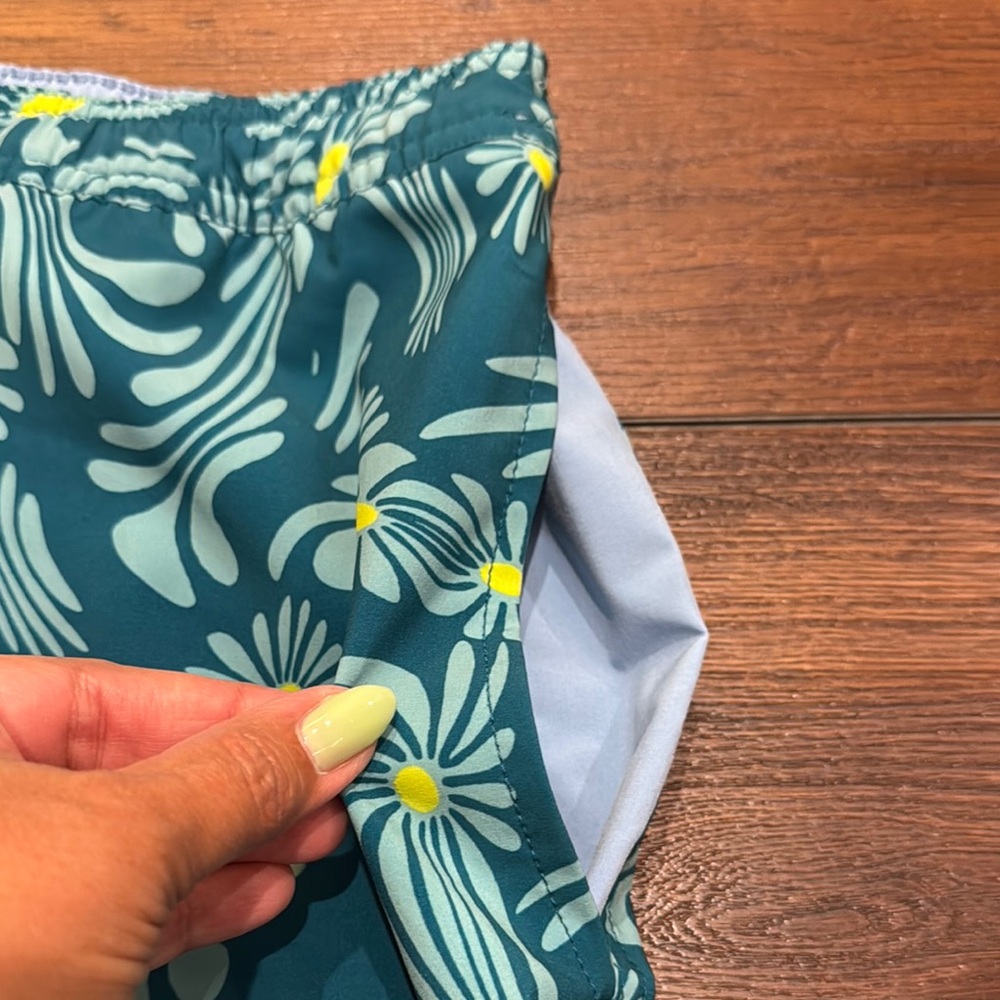 Bonobos NWOT green & Yellow Swim Trunks Tropical Print with Pockets. - Picture 5 of 7